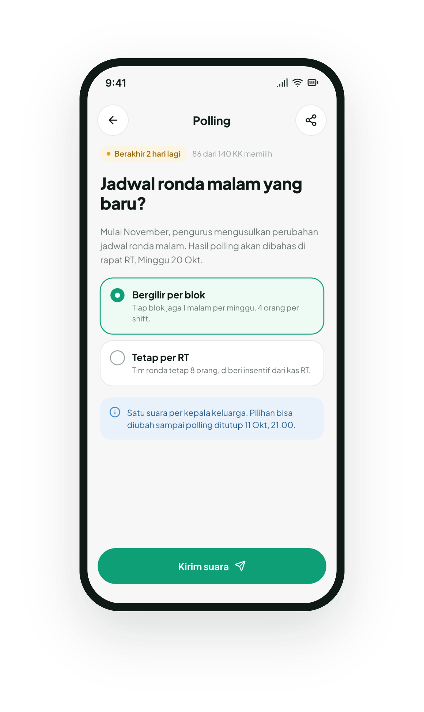 Layar Ikut Acara & Polling di aplikasi Sahabat Warga