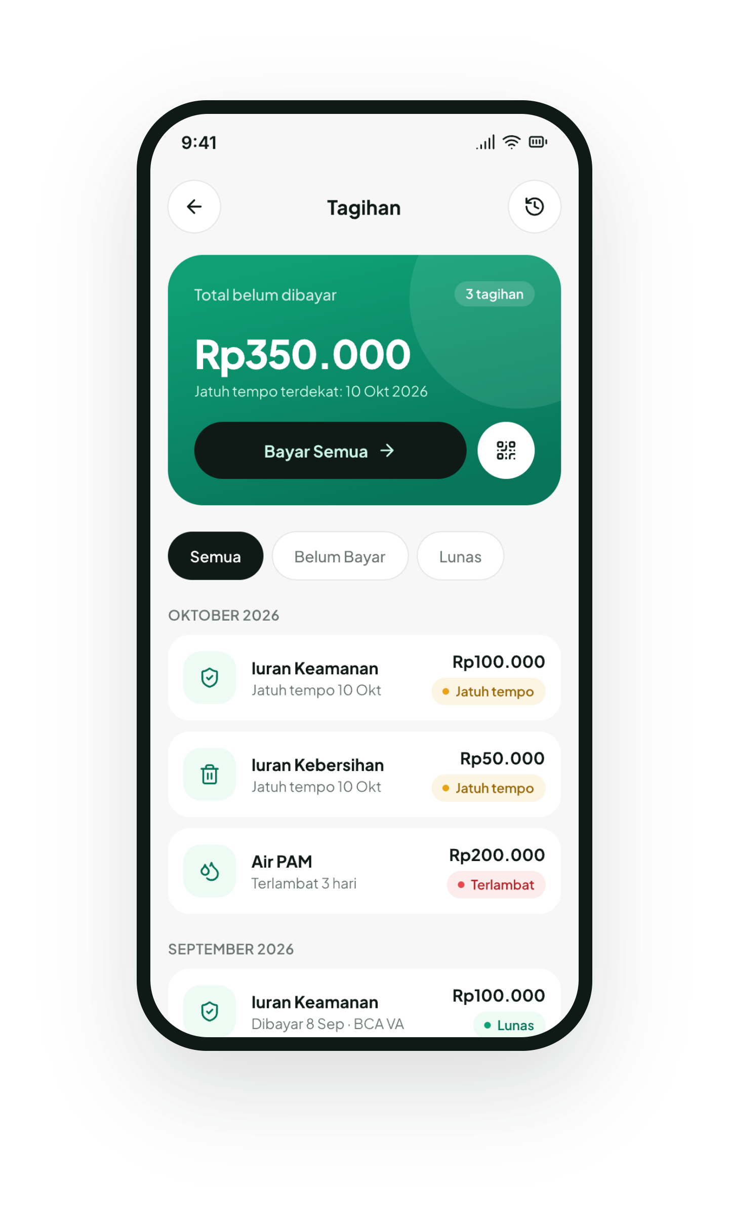 Layar Bayar Iuran Gampang di aplikasi Sahabat Warga