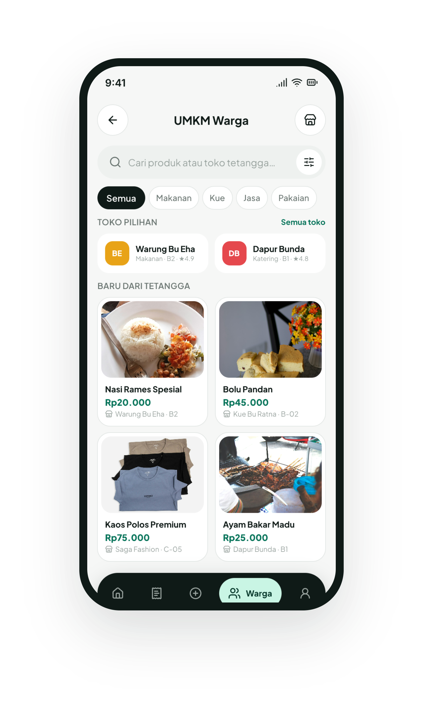 Jelajah UMKM dan ekonomi warga di aplikasi Sahabat Warga